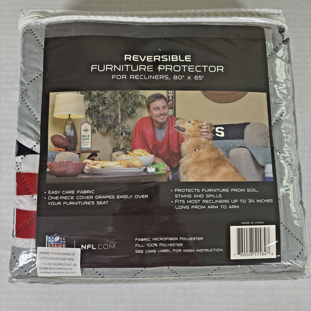 New England Patriots Recliner Reversible Furniture Protector Cover 65"x80" New